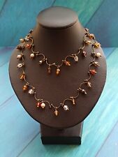 Marks And Spencers Beautiful Gold Tone Crystal Beaded Fringed Matching Jewellery