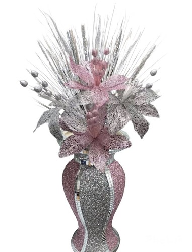 Crushed diamonds pink - pink, silver