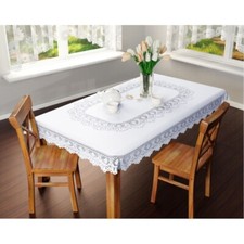 White Oblong Lace Tablecloth
