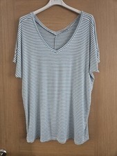 Ladies George White Striped Top Size 16