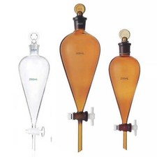 60ml-1000ml Glass Separatory Funnels w/ PTFE Glass Stopcock Piston Glassware GB
