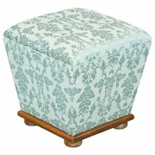 EXQUISITE SILK UPHOLSTERED VICTORIAN STYLE OTTOMAN STOOL FOOTSTOOL WITH STORAGE