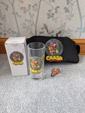 Crash Bandicoot Crash Loot Crate Merchandise.  Messenger Bag, glass and keyring 
