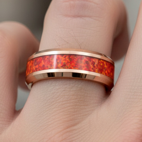 With red fire opal inlay - with,