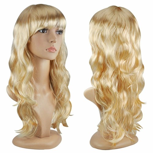 Blonde wig long wavy hair - blonde,