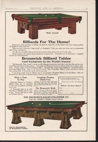 1913 brunswick billiard pool - 1913,
