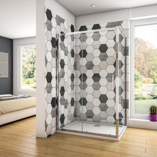 Sliding Shower Enclosures 6 mm Glass Door Cubicle Screen Panel White Stone Tray