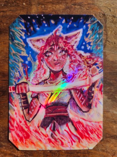 Fiery fox warrior - warrior, aceo
