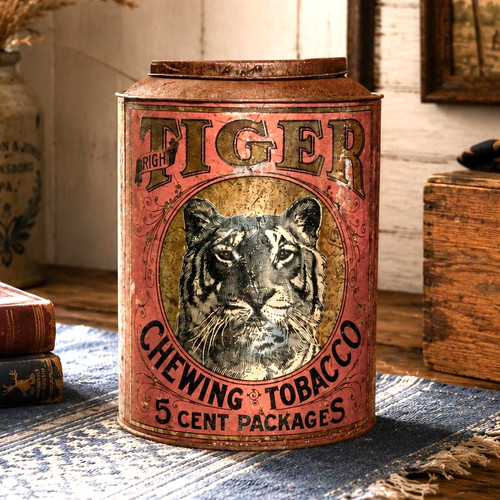 Large antique tiger chewing - large,