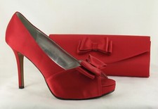 Womens Red platform court shoe
