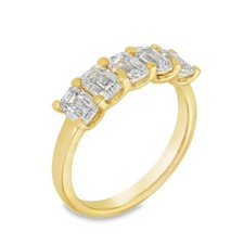 2.15ct Yellow Gold Emerald-Cut Lab Grown Diamond Half-Eternity Ring - F/VS