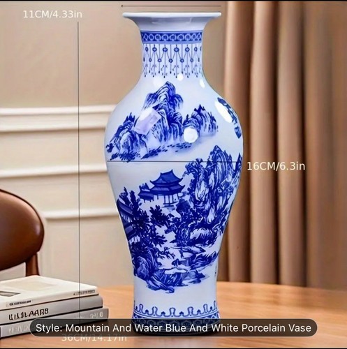 36cm tall blue white - &,