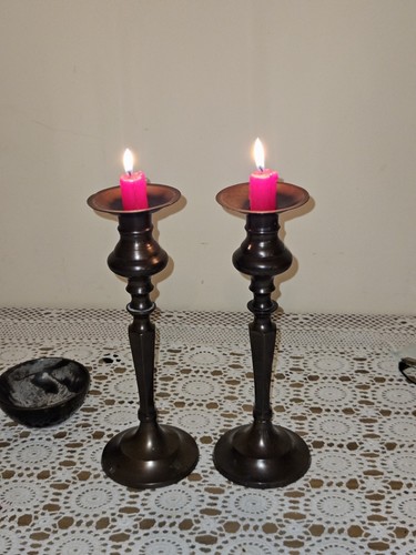 Brass candle holders - candle,