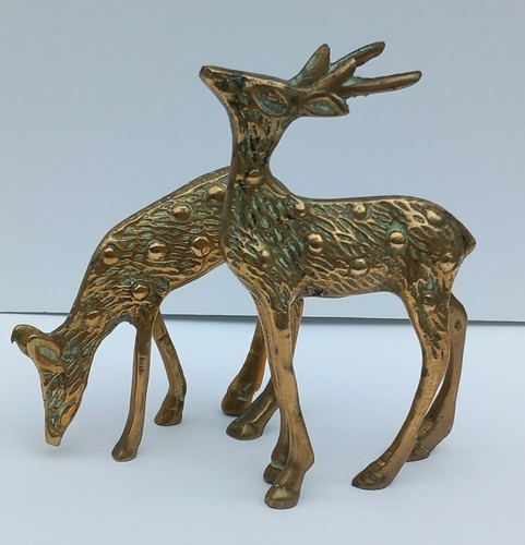 Vintage brass deer - deer, &