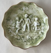 Vintage Capodimonte Green Cherubs Decorative Plate