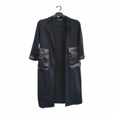 Boohoo Long Open Front Black Blazer Jacket with Big Pockets Size UK 10