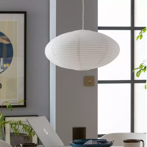 Paper lampshade white - white, oval