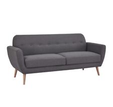 Charcoal Grey 3 Three Seater Sofa Scandi Savannah Buttoned Detailing - New Boxed