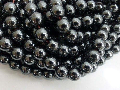 10mm black hematite round - hematite,