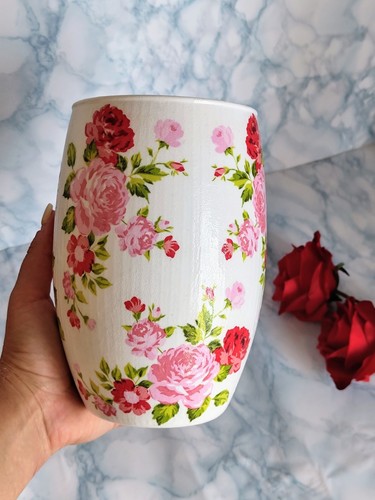 Roses glass vase - ,, handmade
