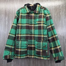 Vans Jacket Green Yellow Checkered Hooded Full Zip Ski Snowboarding Mens S Rare 
