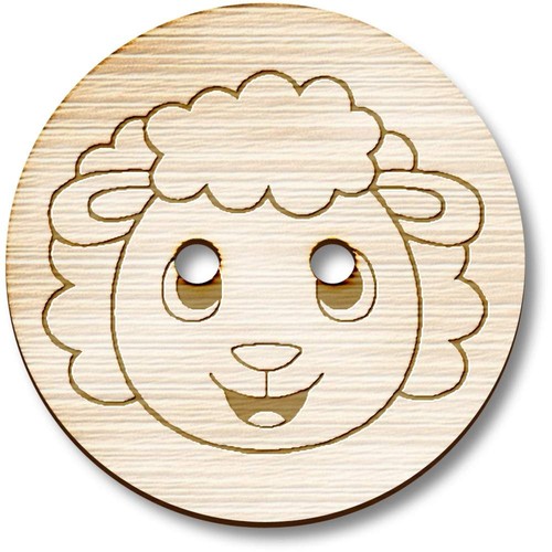 Happy sheep face wooden - 'happy,