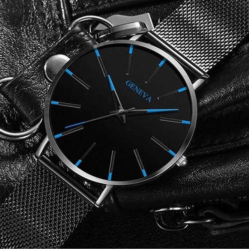 Men watches thin - black, blue