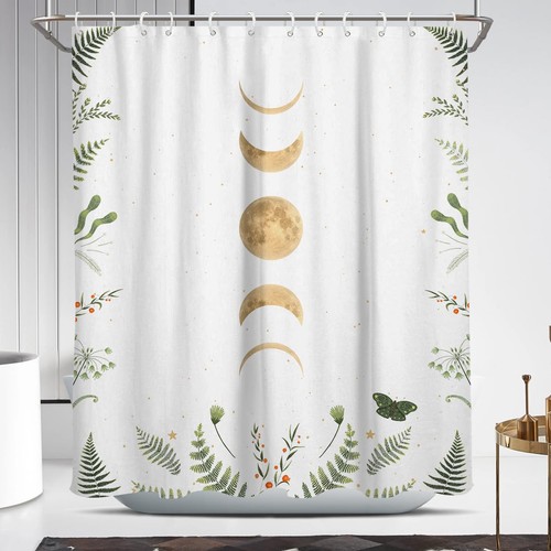 Moon shower curtain - curtain, white