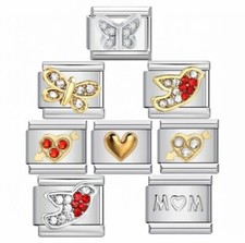 Gold Silver CZ Robin Charm Fits All Classic 9mm Italian charm Bracelets