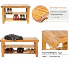 2-Tier Bamboo Shoe Rack &
