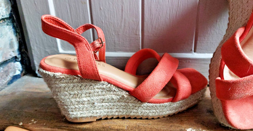Pink wedge heeled sandals - wedge, size