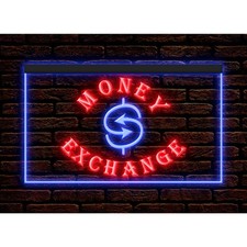 Money Exchange Foreign Currency Shop Illuminate Neon Sign Dual Color Two Tone