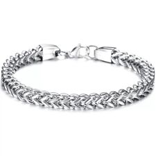 Mens Cuban Chain Bracelet 6MM Stainless Steel Curb Retro Link Chunky Silver