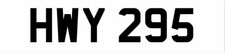 HWY 295 3x3 DATELESS CHERISHED REGISTRATION NUMBER PLATE ON RETENTION.