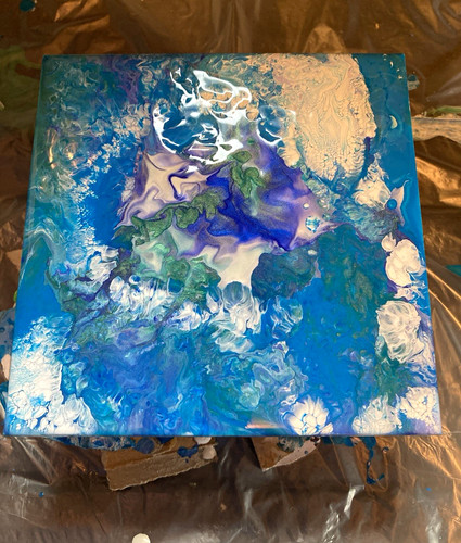 Original abstract blue white - original,