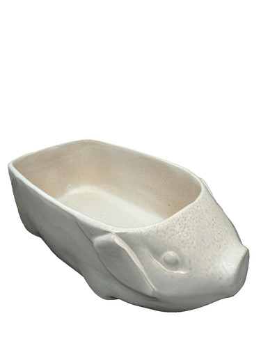 Large white ceramic pig - white,