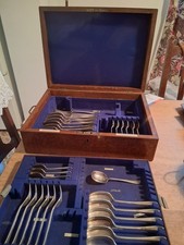 Antique Part Set Rat tail Silver Plated Cutlery Goldsmiths & Silversmiths & Box