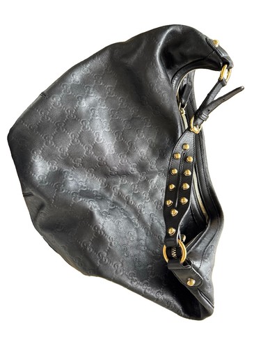 Gucci black studded hobo - black, gg