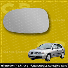 For Nissan Almera wing mirror glass 00-06 Left side with Wide Angle