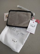 Kipling Genuine Leather POUCH Wristlet "JAMIE" dust bag in SHIMMERY GREY BNWT