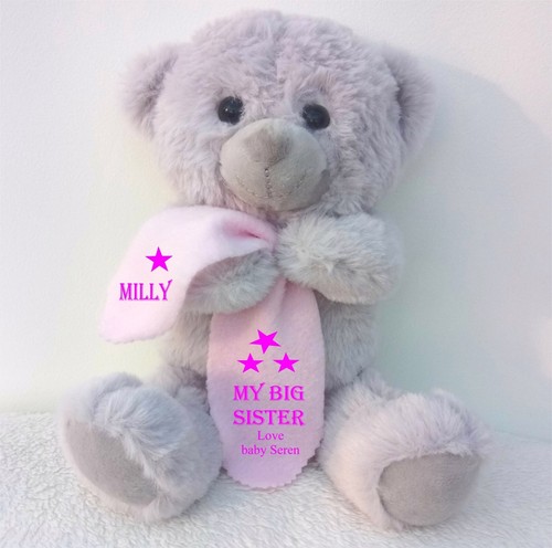Personalised grey teddy bear - personalised,