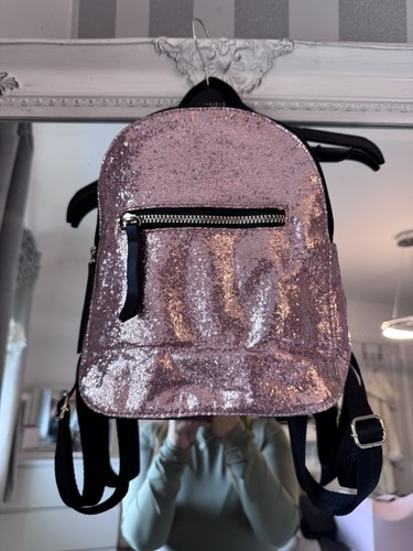 Girls pink sparkly backpack - pink,