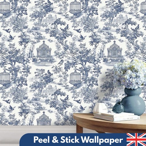 Blue toile wallpaper self - blue,