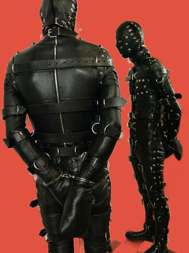 Men black leather bondage - leather,
