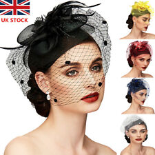 UK Women Ladies Day Fascinator Hat with Veil Wedding Hat Party Hat Pillbox Hat