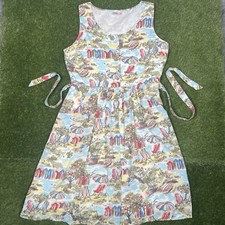 Vintage Cath Kidston Dress Beach Huts Sail Boats Seaside Print Size 16 Summer