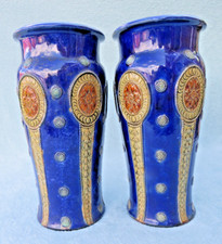 Pair Of  Antique Royal Doulton Art Nouveau Style Vase Vases No: 8440 31cms Tall