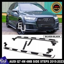 FOR AUDI Q7 2015-2023 4M 4MB SIDE STEPS RUNNING BOARDS GUARD BRUSHED STEEL NEW