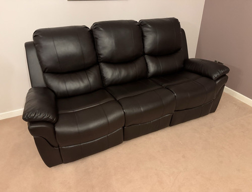 Brown leather seater - leather, sofa