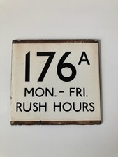 LONDON TRANSPORT E PLATE VINTAGE ENAMEL BUS STOP SIGN SIGNAGE ROUTE 176 MON-FRI